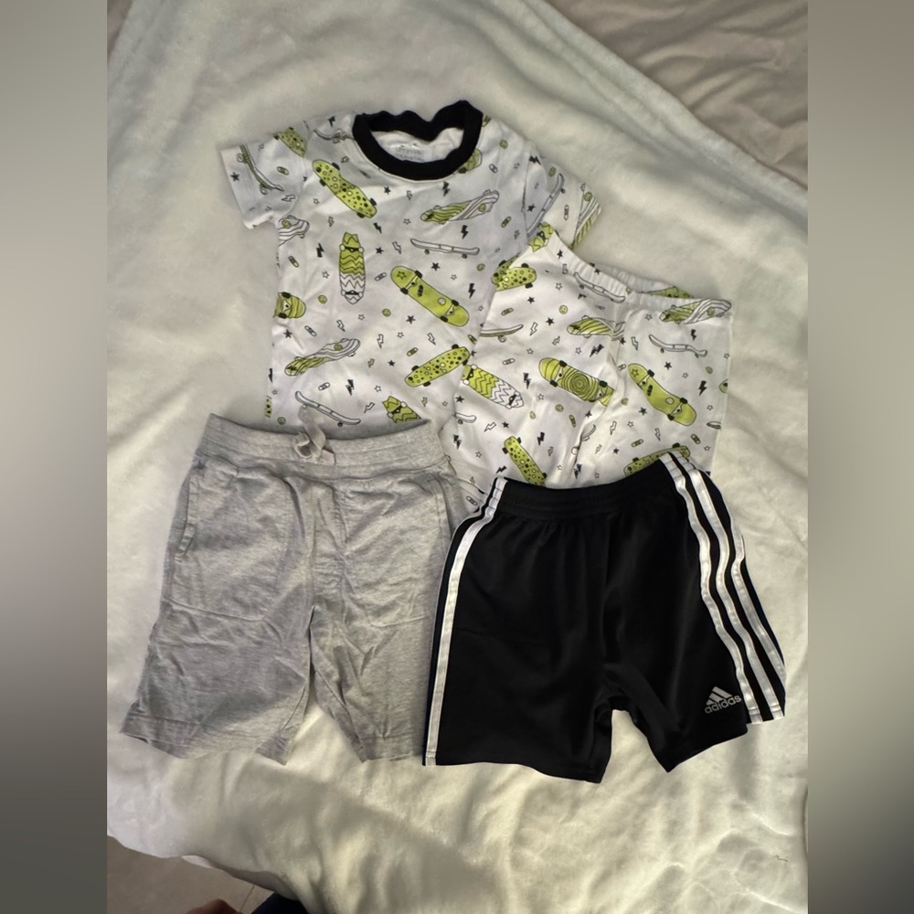 Adidas Kids Black and White Striped Shorts